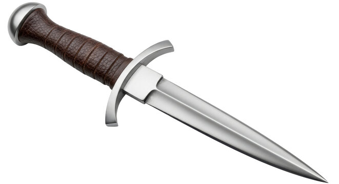 Isolated Medieval Dagger with Leather Handle