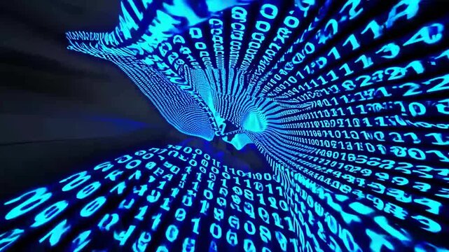 abstract3d digital illustration depicting secure concept of information through azure binary digits