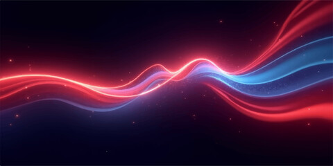 Dynamic abstract red wave background with glowing lines and a futuristic curve pattern