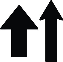 Black Silhouette icon of up arrows  on a transparent background
