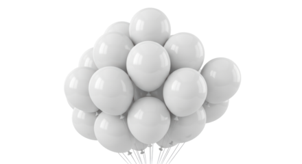 Isolated White Balloons Bunch