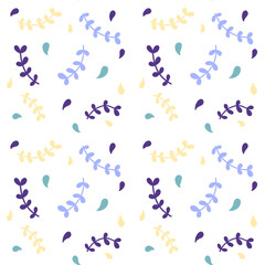 Minimal Botanical Branch Pattern in Purple, Green and Yellow – Seamless Nature Design Transparent