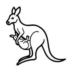 Vector kangaroo black line illustration design