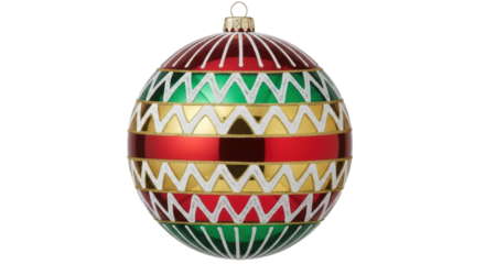 Isolated Christmas Ball Ornament with Zigzag Pattern