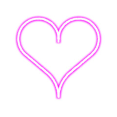 Pink neon heart on, Vivid glowing lavender border isolated on transparent background. Shine glow light electric pink neon sign Banner, Mockup, presentation, Design element, PNG