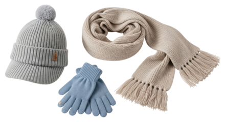 Isolated Winter Set Cap Scarf Gloves
