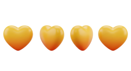 Isolated Yellow Hearts