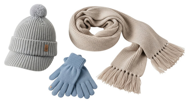 Isolated Winter Set Cap Scarf Gloves