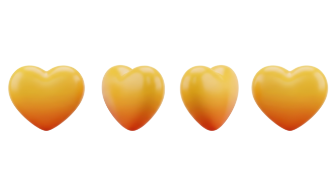 Isolated Yellow Hearts