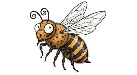 Isolated Cartoon Bee with Googly Eyes