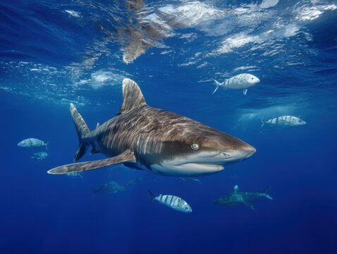 A Whitetip Shark Patrols The Vast Open Ocean