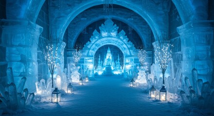 Ice Palace Interior with Arches and Crystals