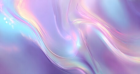 Obraz premium A soft, pastel purple and blue gradient background with swirling shapes that give the impression of flowing liquid metal or iridescent holographic textures. 