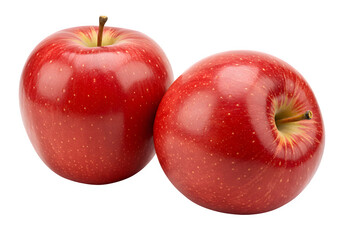 Two Red Apples isolated on white or transparent background. PNG