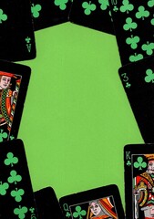 Obraz premium Black vintage playing cards on a bright coloured background.