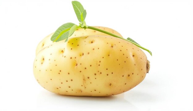 One peeled raw potato isolated on white