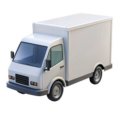 White truck is parked on a white background. 3d isolated illustration on transparent background
