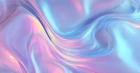 Obraz premium A soft, pastel purple and blue gradient background with swirling shapes that give the impression of flowing liquid metal or iridescent holographic textures. 