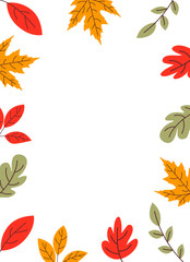 Obraz premium Rectangular template with autumn leaves. Space for text. 