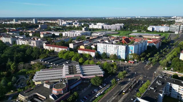 Sez Berlin city, Public Park Friedrichshain. Best aerial view flight drone