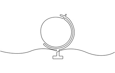 Minimal one line earth drawing isolate outline abstract continuous, vector.