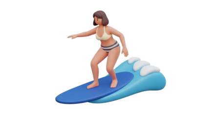 Isolated Surfer Girl on Wave