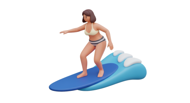 Isolated Surfer Girl on Wave