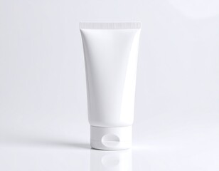 White tube cosmetic product on a white background