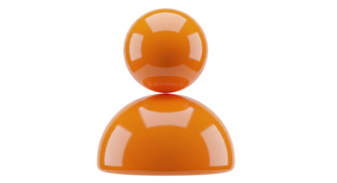 Isolated Orange User Icon 3D Rendering