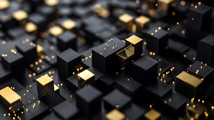 abstract background of golden squares