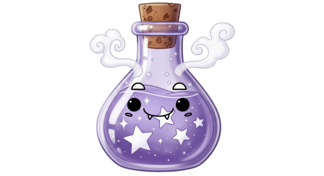 Isolated Potion with Stars and Face