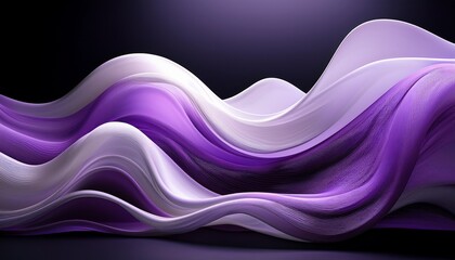 abstract flowing purple and white shapes against a dark backdrop create a dynamic ethereal form soft light and shadows enhance the smooth wave like texture conveying a sense of elegance