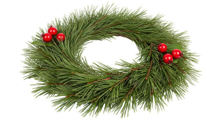 Isolated Christmas Wreath with Red Berries