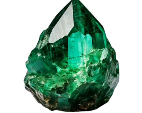 Shiny Raw-Cut Green Emerald Crystal PNG