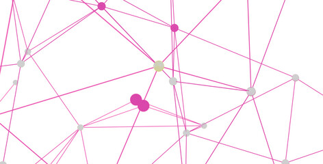 Obraz premium Pink lines connecting various sized dots. Network, technology, connection concept.