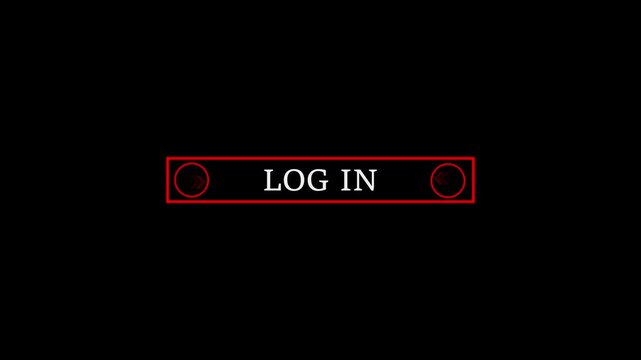 Glowing mouse cursor animation pointing towards log in button in looping with transparent background. Up and down arrow moving on business arrow text loop 4k video black, background, animation.