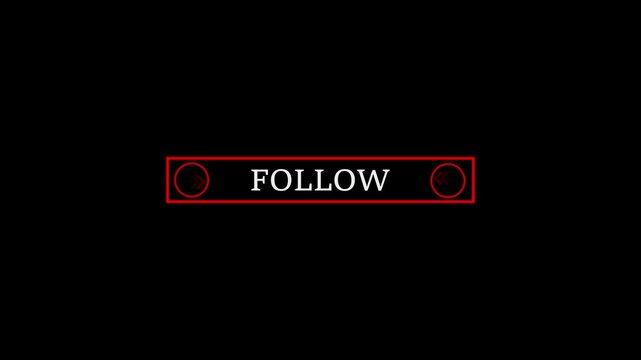 Glowing mouse cursor animation pointing towards follow button in looping with transparent background. Up and down arrow moving on business arrow text loop 4k video black, background, animation.
