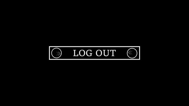 Glowing mouse cursor animation pointing towards log out button in looping with transparent background. Up and down arrow moving on business arrow text loop 4k video black, background, animation.