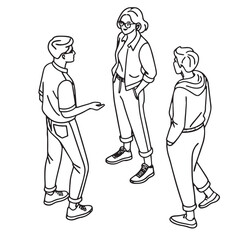 Three abstract human figures connected in a circular formation