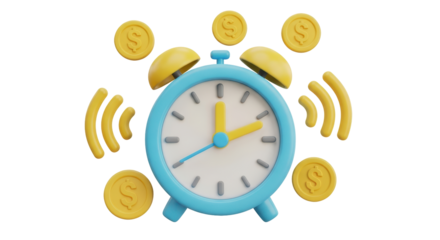 Isolated Alarm Clock with Money