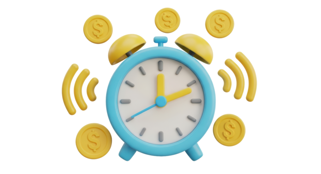 Isolated Alarm Clock with Money