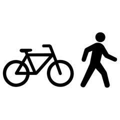Pedestrian and cyclist bicycle shared lane signage icon with transparent background road safety symbol
