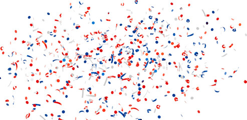 Patriotic confetti explosion. Perfect for Independence Day, 4th of July,  celebratory designs.