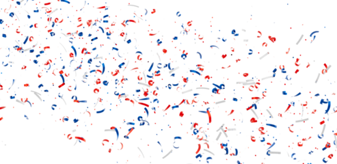 Patriotic confetti falling. Perfect for 4th of July, Memorial Day, or other celebratory designs.