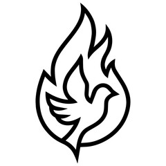 Holy Spirit flame with dove icon with transparent background Christian religious illustration
