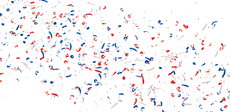Patriotic confetti falling. Perfect for 4th of July, Memorial Day, or other celebratory designs. - Powered by Adobe