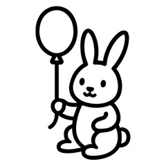 Cute bunny with a balloon icon with transparent background cartoon rabbit illustration
