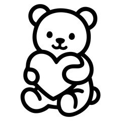 Teddy bear hugging heart icon with transparent background cute plush toy illustration
