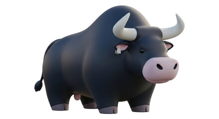 Isolated Cartoon Bull with Big Horns
