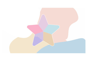 Colorful star illustration, shining symbol, creative design, isolated on white background